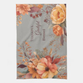 Dankbar gesegnet floraler Erntedank Geschirrtuch (Vertikal)