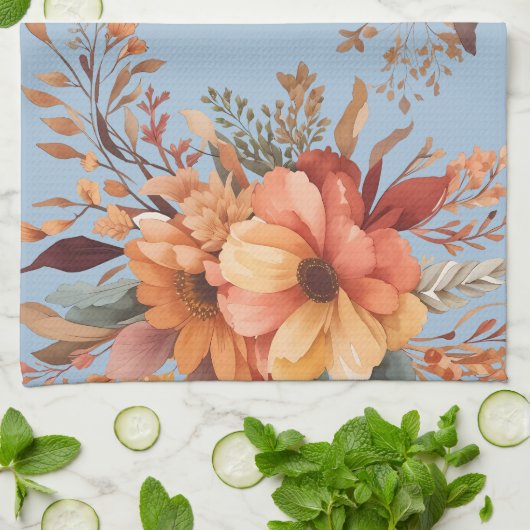 Dankbar gesegnet floraler Erntedank Geschirrtuch (Gefaltet)