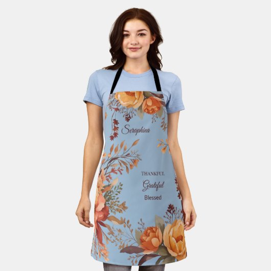 Dankbar gesegnet floraler Erntedank Schürze (Getragen)
