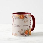 Dankbar gesegnet floraler Erntedank Tasse (VorderseiteRechts)