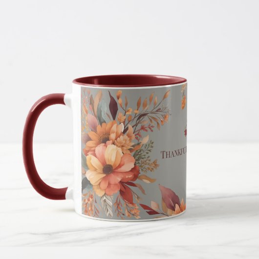 Dankbar gesegnet FloralErntedankfest Tasse (Links)