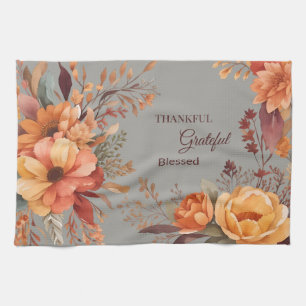 Dankbar gesegnet Florales Erntedankfest Geschirrtuch