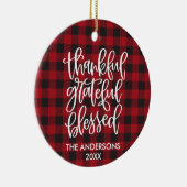 Dankbar, gesegnet FOTO BACK Red Kariert Keramik Ornament (Rechts)