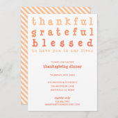 Dankbar gesegnet gestreifter Erntedank Einladung (Vorne/Hinten)