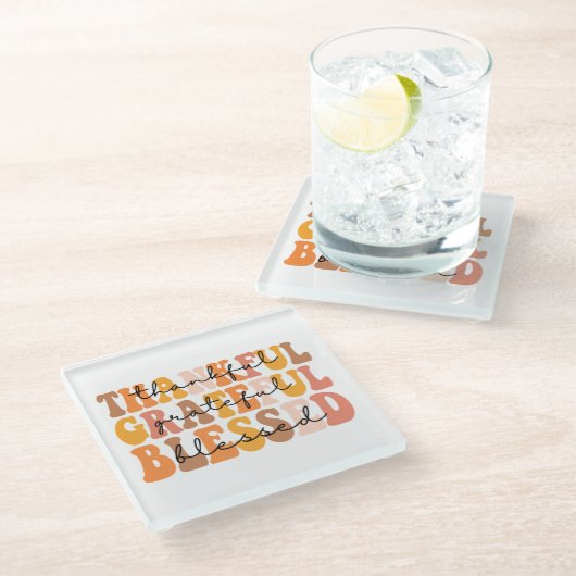 Dankbar, gesegnet glasuntersetzer (Schrägansicht)