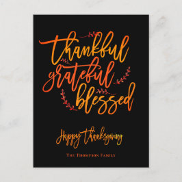 Dankbar, gesegnet Glückwunsch Name Thanksgiving Feiertagspostkarte