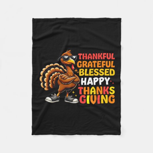 Dankbar, gesegnet Glückwunsch Thanksgiving Turke Fleecedecke (Vorderseite)