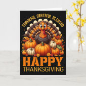 Dankbar, gesegnet Glückwunsch Thanksgiving Turke Karte (Gelbe Blume)