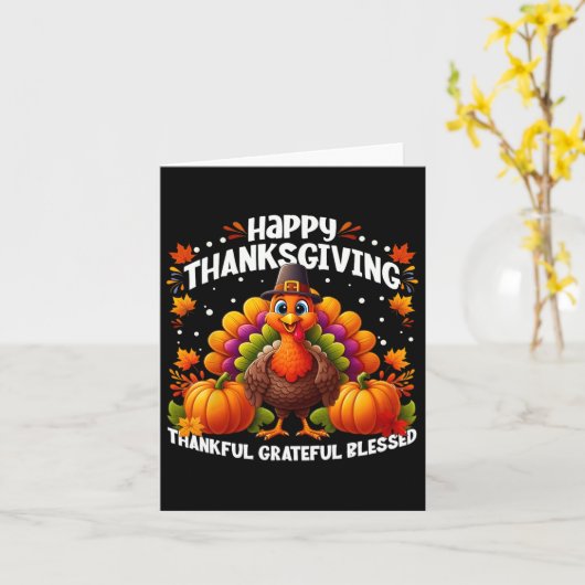 Dankbar, gesegnet Glückwunsch Thanksgiving Turke Karte (Gelbe Blume)