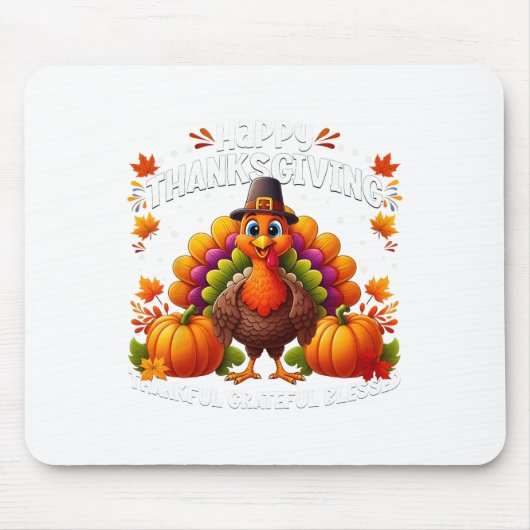 Dankbar, gesegnet Glückwunsch Thanksgiving Turke Mousepad (Vorne)