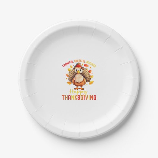 Dankbar, gesegnet Glückwunsch Thanksgiving Turke Pappteller (Vorderseite)