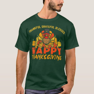 Dankbar, gesegnet Glückwunsch Thanksgiving Turke T-Shirt