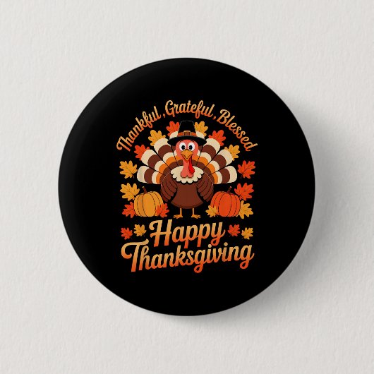 Dankbar Gesegnet Herbst Erntedankfest Button (Vorderseite)