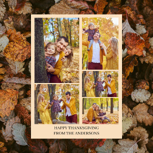 Dankbar & Gesegnet Herbst Thanksgiving Familienfot Feiertagskarte