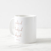 dankbar, gesegnet | Imitate Rose Gold Script Kaffeetasse (Vorderseite Links)