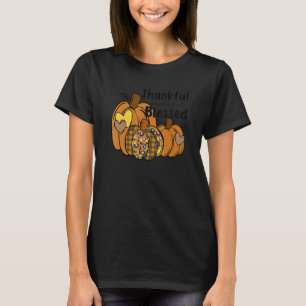 Dankbar, gesegnet Kariert Leopard Pumpkin Th T-Shirt