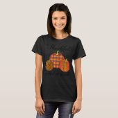 Dankbar, gesegnet Kariert Leopard Pumpkin Th T-Shirt (Vorne ganz)