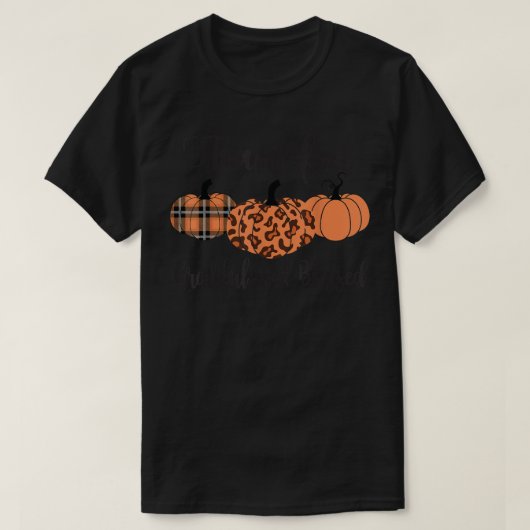 Dankbar, gesegnet Kariert Leopard Pumpkin Th T-Shirt (Design vorne)