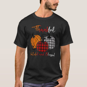 Dankbar gesegnet Karierten Pumpkin Thanksgivi T-Shirt