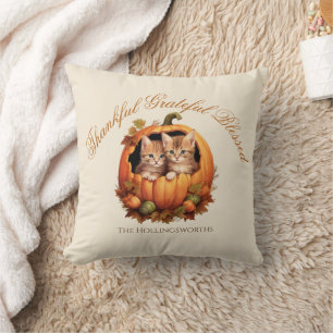 Dankbar Gesegnet Kürbis Herbstlaub Kissen