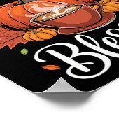 Dankbar, gesegnet, Kürbiskaffee fällt als Poster (Ecke)