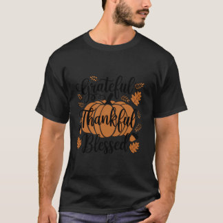 Dankbar, gesegnet, Kürbiskaffee fällt als T-Shirt