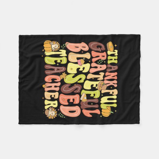 Dankbar, gesegnet Lehrer Erntedank Day Fleecedecke (Vorderseite (Horizontal))