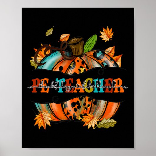 Dankbar, gesegnet Lehrer Pumpkin Autum Poster (Vorne)