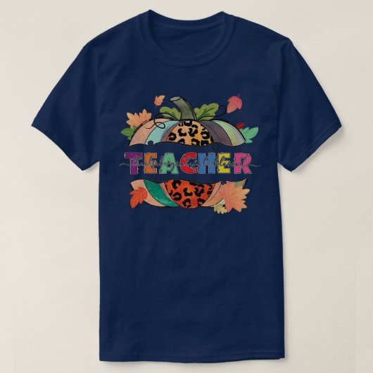 Dankbar, gesegnet Lehrer Pumpkin Leopard T-Shirt (Design vorne)
