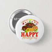 Dankbar, gesegnet Leopard Kariert Pumpkin Th Button (Vorne & Hinten)
