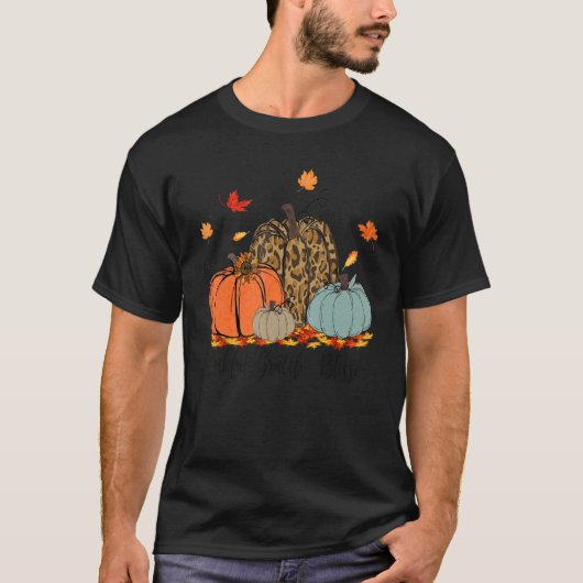 Dankbar, gesegnet Leopard Pumpkin Thanksg T-Shirt (Vorderseite)