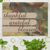 Dankbar, gesegnet | Mädchen mit Pumpkin Geschirrtuch (Gefaltet)