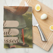 Dankbar, gesegnet | Mädchen mit Pumpkin Geschirrtuch (Viertel Falte)