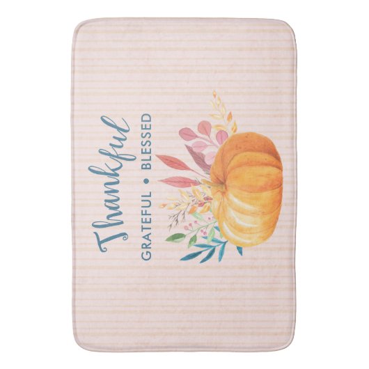 Dankbar, gesegnet mit Orange Pumpkin Badematte (Vorderseite Vertikal)