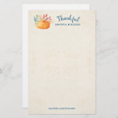 Dankbar, gesegnet mit Orange Pumpkin Briefpapier (Vorne/Hinten)