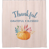 Dankbar, gesegnet mit Orange Pumpkin Duschvorhang (Vorderseite)