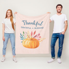 Dankbar, gesegnet mit Orange Pumpkin Fleecedecke