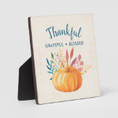 Dankbar, gesegnet mit Orange Pumpkin Fotoplatte (Vorderseite)