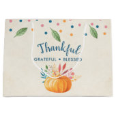 Dankbar, gesegnet mit Orange Pumpkin Große Geschenktüte (Vorderseite)
