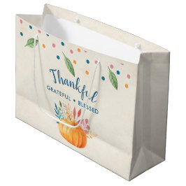 Dankbar, gesegnet mit Orange Pumpkin Große Geschenktüte