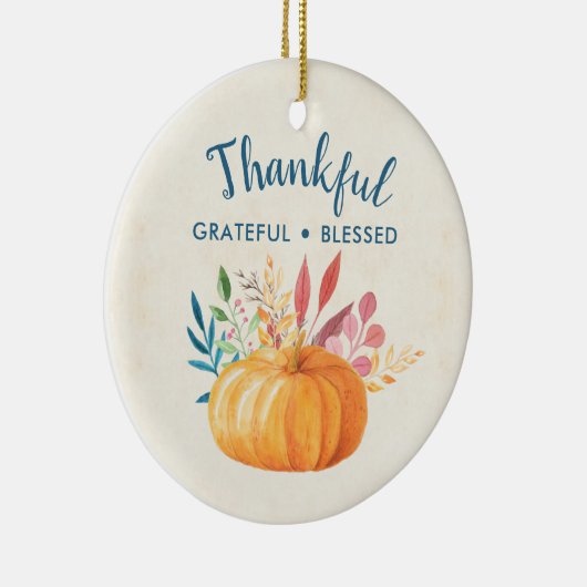 Dankbar, gesegnet mit Orange Pumpkin Keramik Ornament (Rechts)