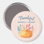 Dankbar, gesegnet mit Orange Pumpkin Magnet (Vorderseite/Rückseite)