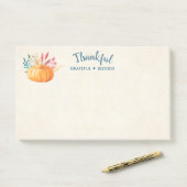 Dankbar, gesegnet mit Orange Pumpkin Post-it Klebezettel (Auf Schreibtisch)