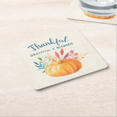 Dankbar, gesegnet mit Orange Pumpkin Rechteckiger Pappuntersetzer (angewinkelt)