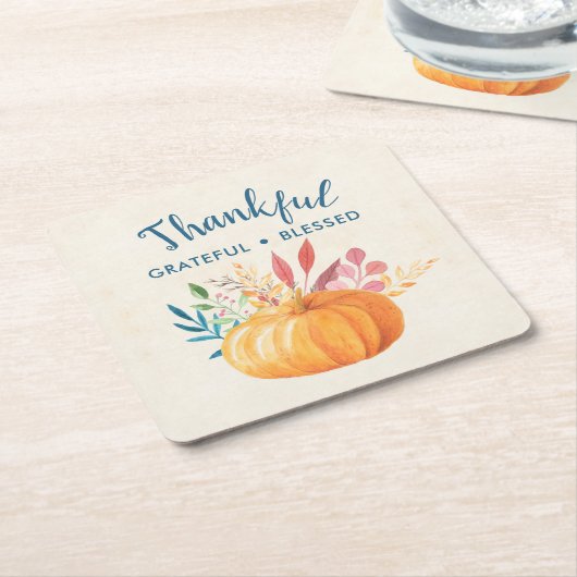 Dankbar, gesegnet mit Orange Pumpkin Rechteckiger Pappuntersetzer (angewinkelt)