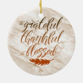 Dankbar, gesegnet, moderne Marmorkugel Feather Keramik Ornament (Hinten)