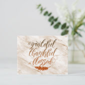 Dankbar, gesegnet, moderne Marmorkugel Feather Postkarte (Stehend Vorderseite)