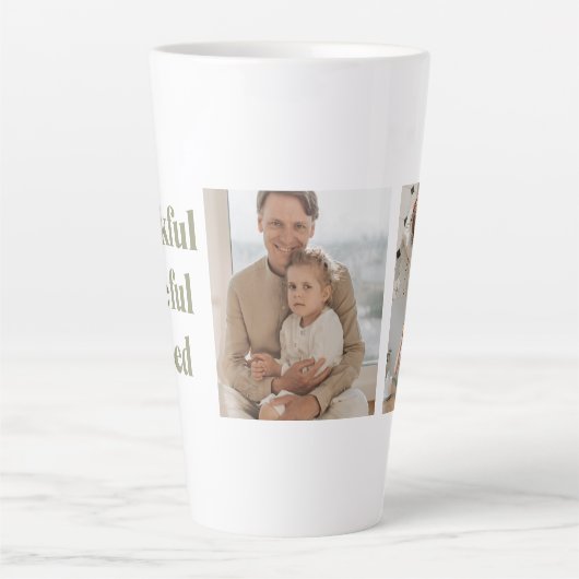 Dankbar, gesegnet | Moderner Erntedank Milchtasse (Vorderseite)