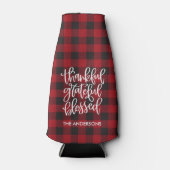 Dankbar, gesegnet Name Rot Kariert Flaschenkühler (Vorderseite)