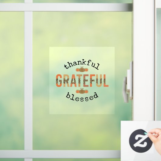 Dankbar, gesegnet Niedlich Fall Erntedank Fensteraufkleber (Zuhause)